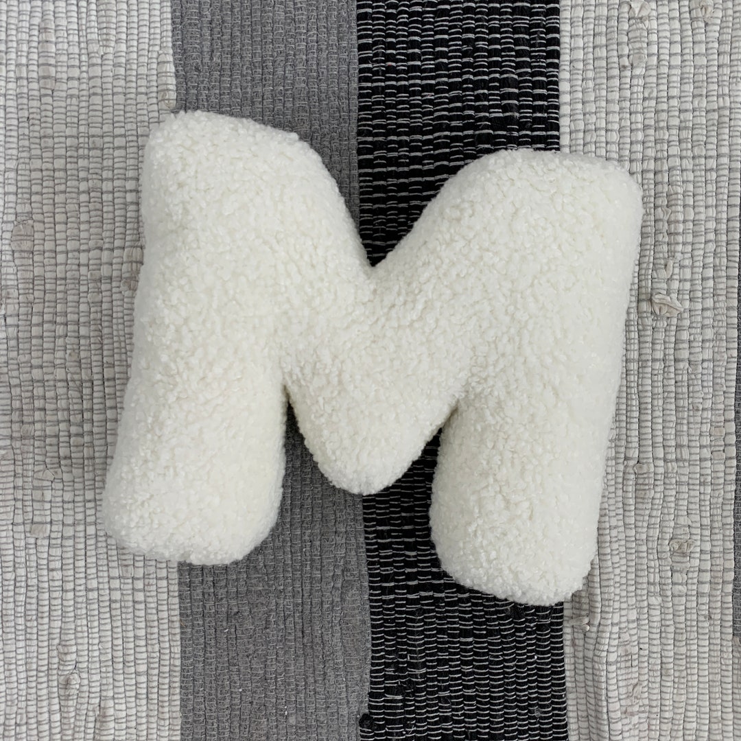 Ivory Pillow Letters, Alphabet Pillow, Initial Letter, Faux Fur Pillow