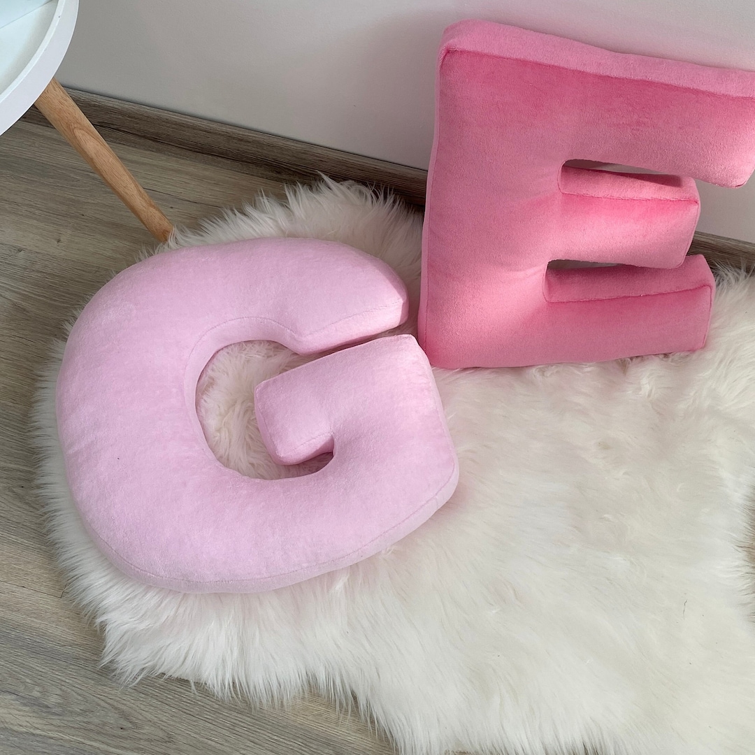 Personalized Pink Velour Letter Pillow, Custom Initial Cushion - Etsy