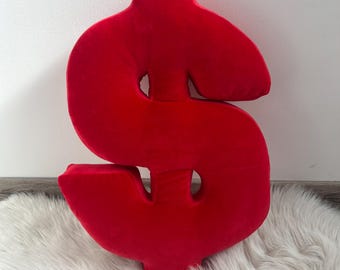 Dollar pillow, Velour Letter Pillow: Multicolored Monogram Initial, Custom Cotton Cushion