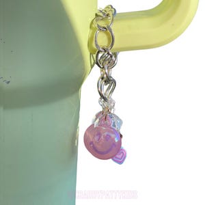 Stainless Steel Tumbler Cup Charms with Happy Face Heart Beaded Charms Charms for Water Bottle Charm Bracelet for Cup Handle