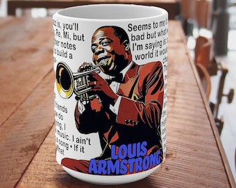 Louis Armstrong-mok, inspirerende citaten, koffiekopje van 15 oz
