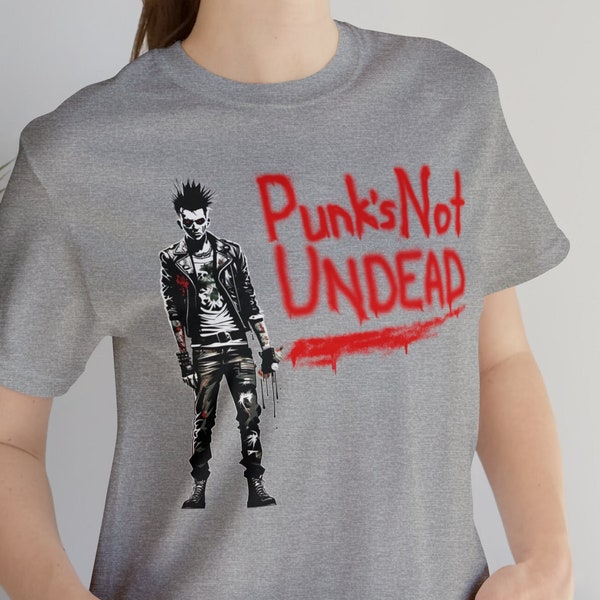 PUNK ZOMBIE T-shirt, Punk's Not Undead, Halloween shirt, Walking Dead, colorful Tshirt, funny punk T shirt, Zombie graffiti, Punks