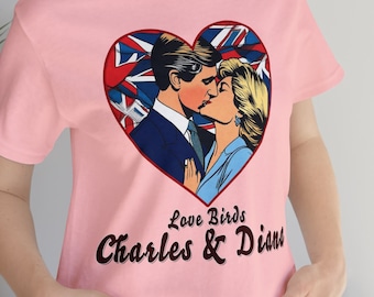 T-shirt Charles en Diana Love Birds, grappig romantisch shirt
