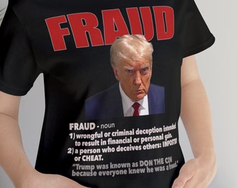 Donald Trump fraude shirt, unisex zacht t-shirt, politiek, aanklacht, president fraude