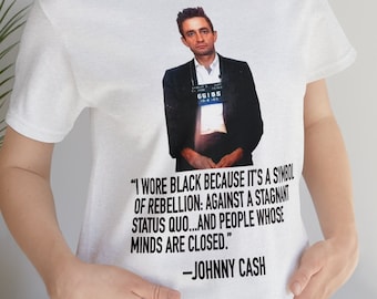 T-shirt Johnny Cash Mugshot Quote, zacht uniseks T-shirt