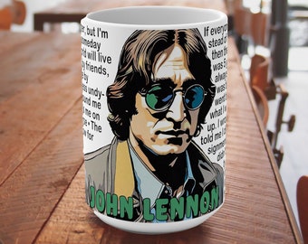 JOHN LENNON mok met citaat en tekst koffiekopje 15oz