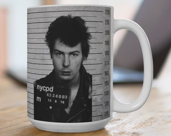 SID VICIOUS inspirerend citaat, beroemdheid mugshot, grappige koffiemok, 15oz cup