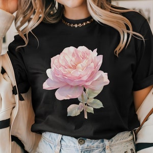 Watercolor Pink Rose Clipart: Floral PNG for Shirt Design (Digital Download)