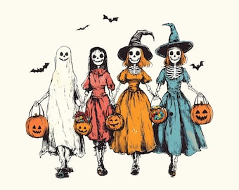 Watercolor Halloween Ghost Skeleton Witch Pumpkin Clipart PNG Watercolor Halloween Ghost Skeleton Witch Pumpkin Clipart PNG Shirt Design