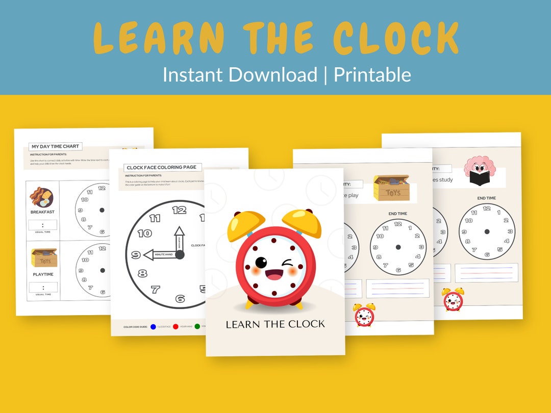 Learn the Clock Printables for Kids Kid's Learning Printables Telling ...