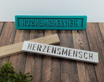 Silikonform Herzensmensch Klötzchen Gießform 160x22x8 mm | Freundschaft | Gießform für Klötzchen Silikon Gießform Stempel-Scheune | SF-2023