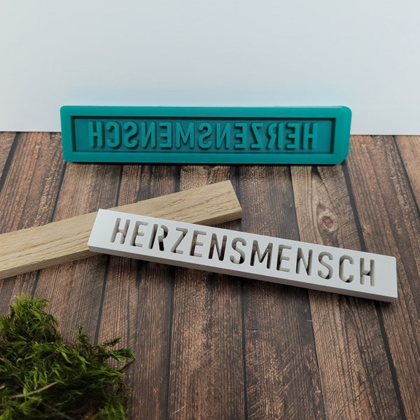 Silikonform Herzensmensch Klötzchen Gießform 160x22x8 mm | Freundschaft | Gießform für Klötzchen Silikon Gießform Stempel-Scheune | SF-2023