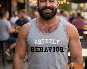 Tanktop Grizzly Behaviour – T-shirt met Distressed Bear Pride-print