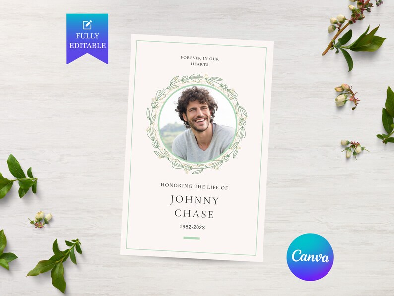 Editable Canva Template Funeral Program Obituary Template Etsy Editable Canva Template Funeral Program Obituary Template Etsy