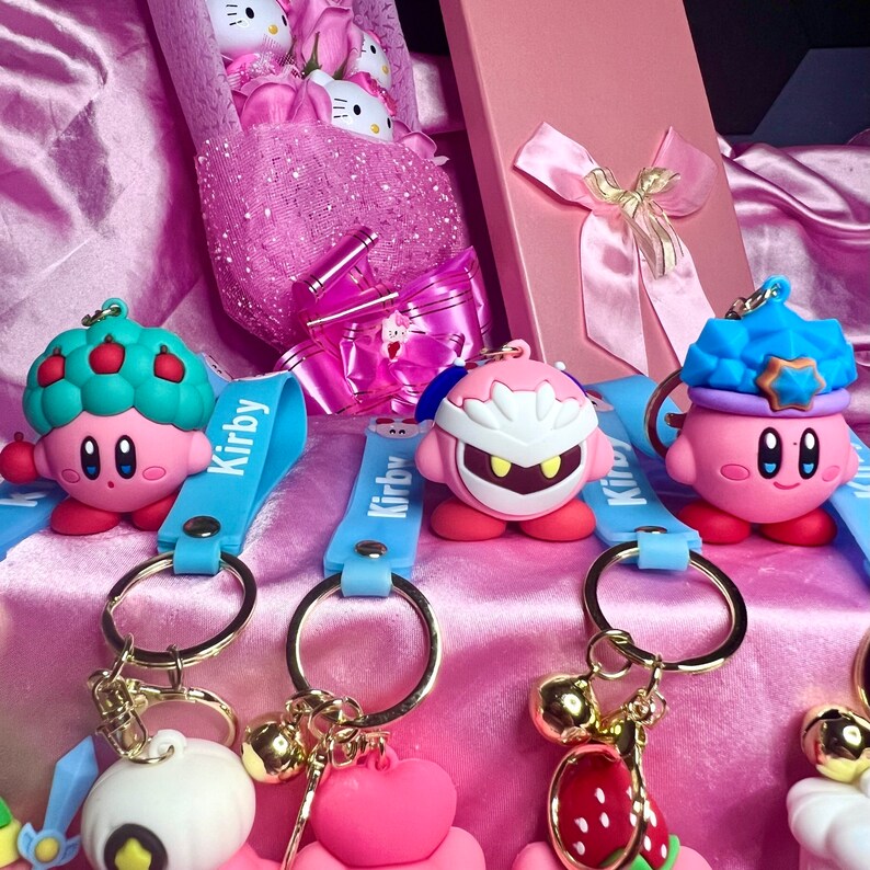 Kirby Keychain Collection Vibrant Nintendo Themed Charms Cute Etsy Canada