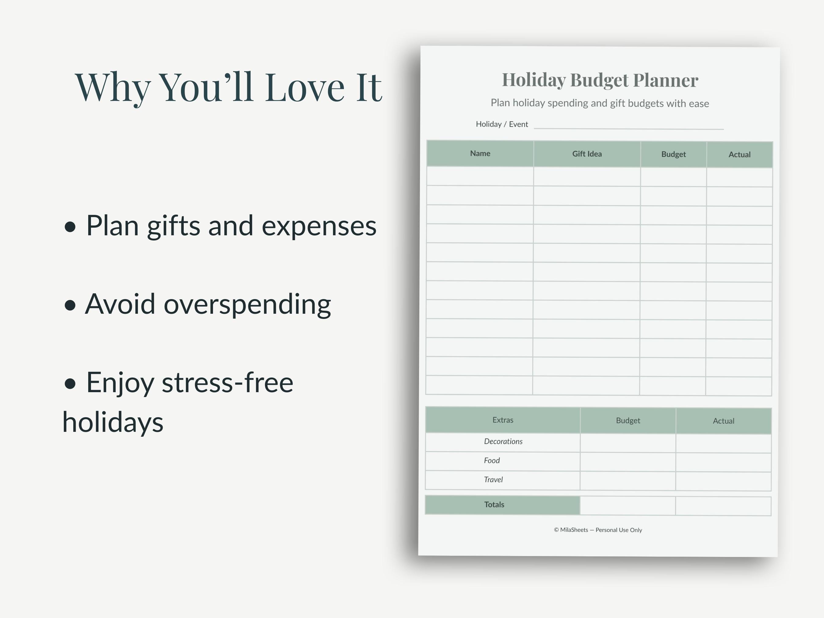 Holiday Budget Planner Printable | Christmas Gift & Expense Tracker ...