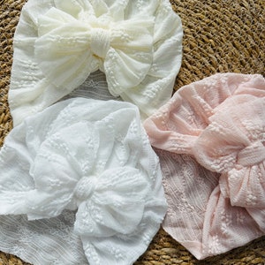 Turban bonnet bebe été très doux effet dentelle pour bébé accessoires bébé fille bonnet turban tricot cadeau naissancebaby shower image 3