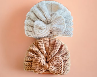 Bonnet turban tricot bébé hiver