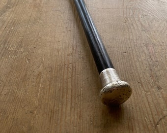 Officer Swagger Stick or Walking Stick, Silver and Ebony, Hallmarked 1925, Military, WW2 Militaria