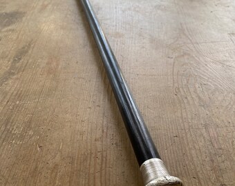 Officer Swagger Stick or Walking Stick, Silver and Ebony, Hallmarked 1925, Military, WW2 Militaria