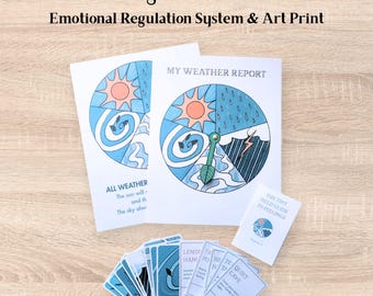 Feelings Wheel & Coping Skills Cards | Calm Down Corner Kit | Emotional Regulation Anxiety Tool