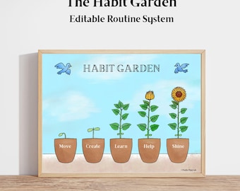 Sunflower Chore Chart | Editable Kids Habit Tracker, Montessori Style (Digital Download)