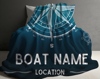 Personalized boat blanket with name boat accessories boat gift boat blanket nautical knots boat captain gift for boat owner nautical decor