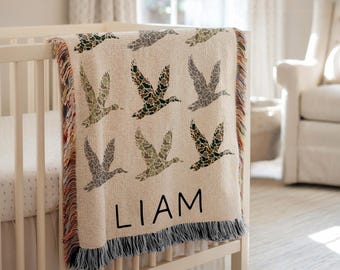 Personalized Camo Mallard Duck Blanket Mallard Duck Nursery Decor Baby Shower Gift Mallard Duck Name Blanket Mallard Hunting Name Blanket