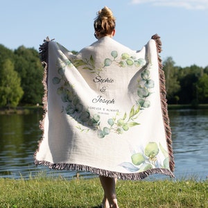 Married Woven Blanket, Custom Anniversary Gift, Personalized Wedding Tapestry, Wedding Gift For Couples, Marriage Blanket Mr And Mrs Gift