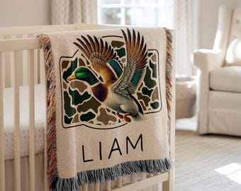 Personalized Camo Mallard Duck Blanket Mallard Duck Nursery Decor Baby Shower Gift Mallard Duck Name Blanket Mallard Hunting Name Blanket