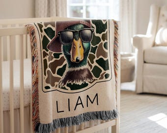 Personalized Camo Mallard Duck Blanket Mallard Duck Nursery Decor Baby Shower Gift Mallard Duck Name Blanket Mallard Hunting Name Blanket