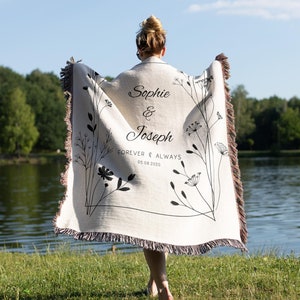 Married Woven Blanket, Custom Anniversary Gift, Personalized Wedding Tapestry, Wedding Gift For Couples, Marriage Blanket Mr And Mrs Gift