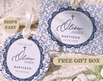 Personalized Baptism Ornament, Baptism Gift, Christening Keepsake, God Bless Personalized Ornament, Boy Girl Baptism Gift from Godmother