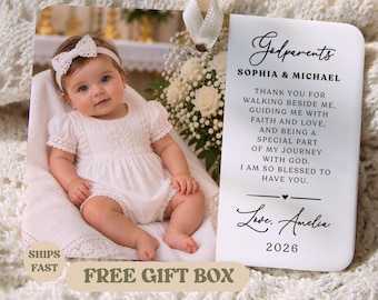 Godparents Ornament, Personalized Godmother Godfather Gift, Baptism Gift from Godchild, Thank You Godparents Keepsake, Photo Ornament Gift