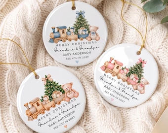 Christmas Pregnancy Announcement Ornament, Grandma Grandpa Baby Reveal Gift, See You in 2027 Ornament, Grandparents to Be Christmas Keepsake
