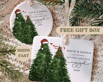 Personalized Engagement Ornament, First Christmas Engaged 2026, Newly Engaged Couple Gift, Engagement Christmas Ornament, Fiancé Gift