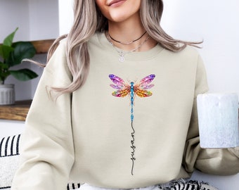 Dragonfly custom name shirt personalized dragonfly sweatshirt Vintage Dragonfly Sweatshirt Aesthetic Sweatshirt Dragonfly Gifts for mom