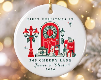 Custom First Christmas in New Home Ornament, Our First Christmas New House Ornament, Custom Address Ornament, New Homeowner Christmas Gift