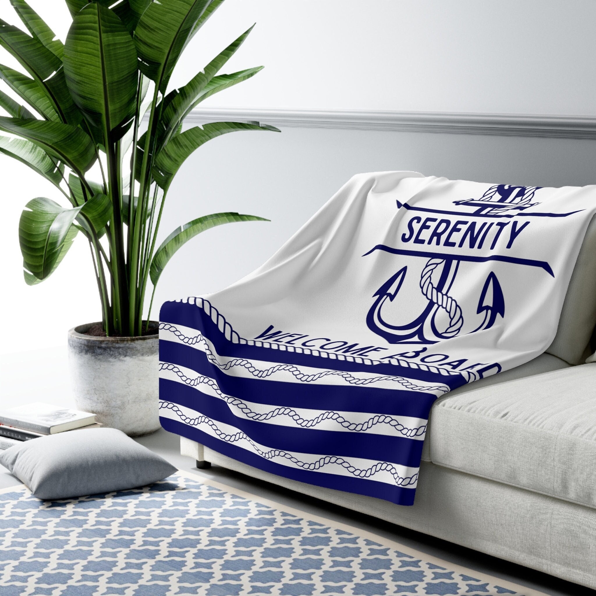 Personalized boat blanket boat gift boat blanket nautical boat captain gift for boat owner decor yatch gift nautical knots welcome aboard
