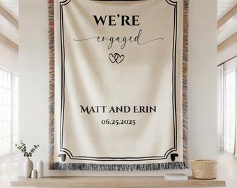 Personalized We’re Engaged Throw Blanket, Engagement Keepsake, Proposal Gift, Keepsake Engagement Party Engaged announcement Future Mrs Gift