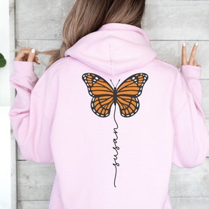 Monarch Butterfly Pattern Print Women Men Pullover Hoodie