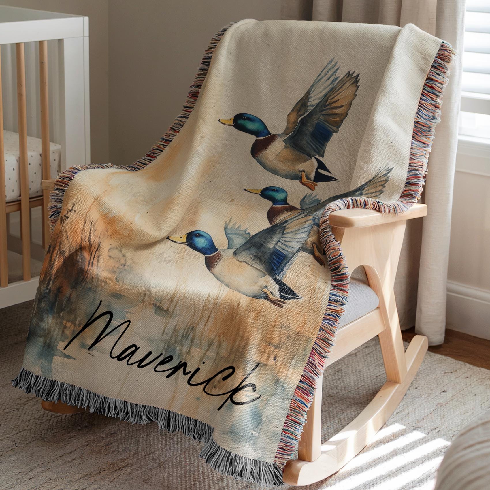 Personalized Mallard Duck Baby Blanket Mallard Duck Nursery Decor Baby ...
