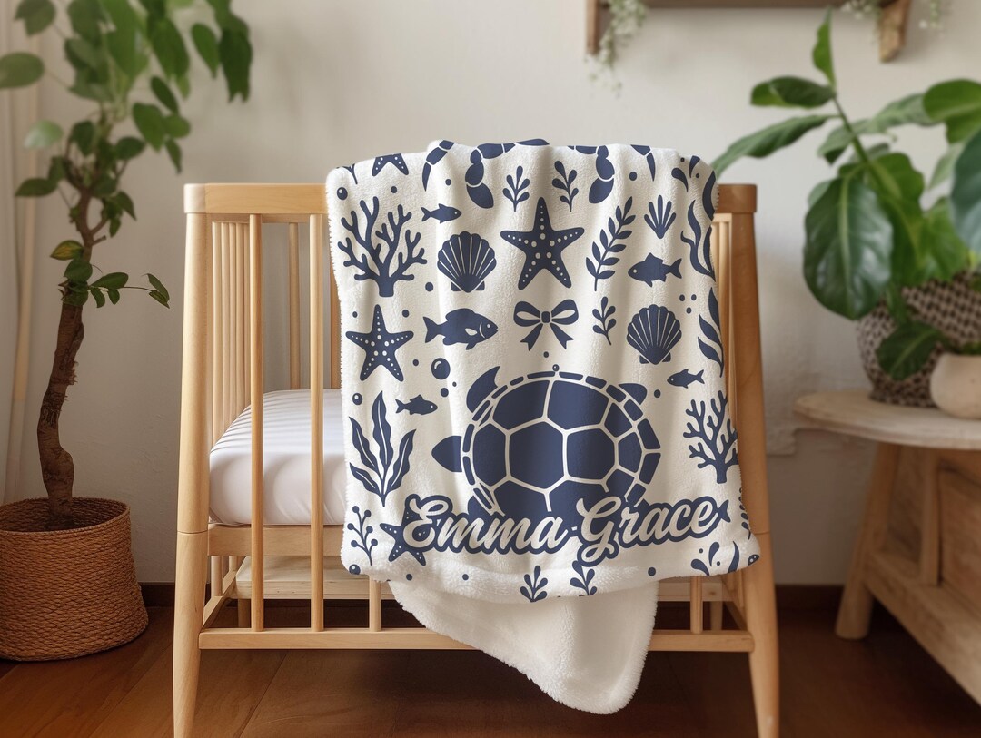 Custom Sea Baby Blanket, Ocean Nursery Decor, Under the Sea Baby Shower ...