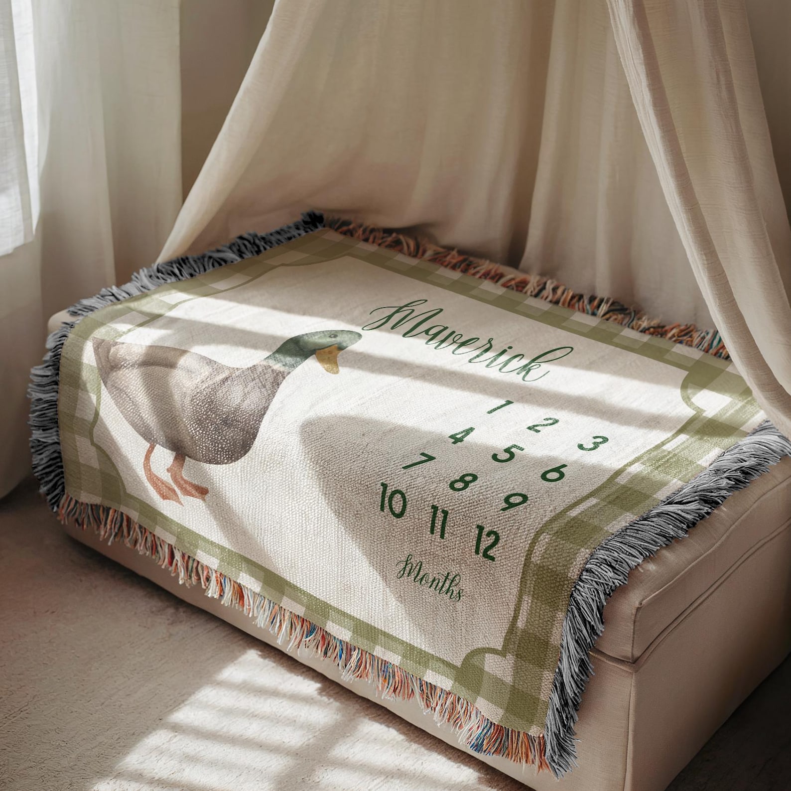 Personalized Mallard Duck Baby Milestone Blanket Mallard Duck Nursery ...