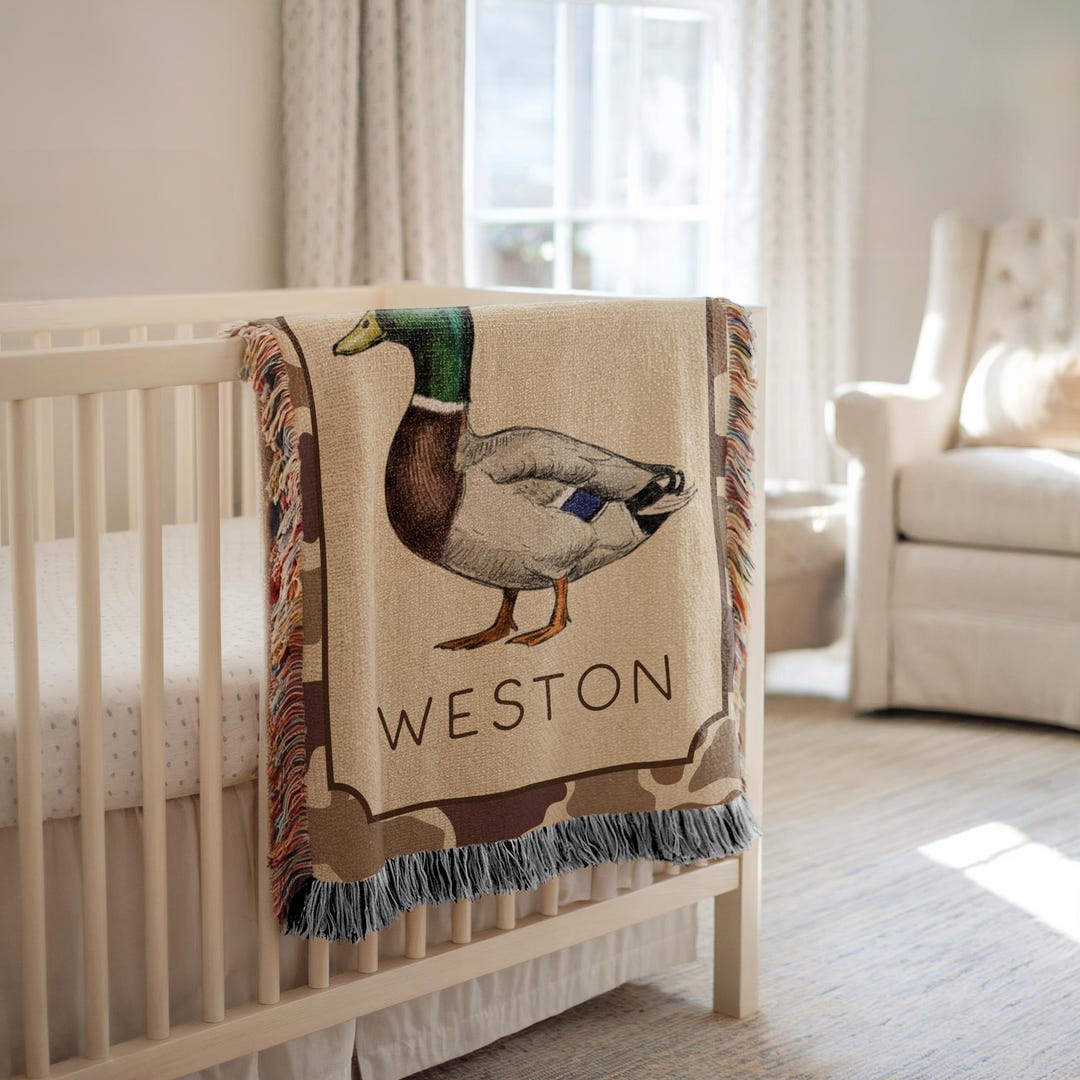 Personalized Camo Mallard Duck Blanket, Mallard Duck Nursery Decor ...