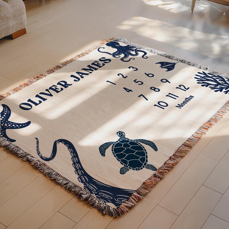 Ocean Baby Milestone Blanket, Under the Sea Monthly Blanket ...