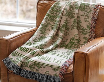 Personalized Christmas Blanket Family Christmas Gift Family Name Blanket for Xmas Gifts Christmas Woven Blanket Xmas Decoration Family Gift