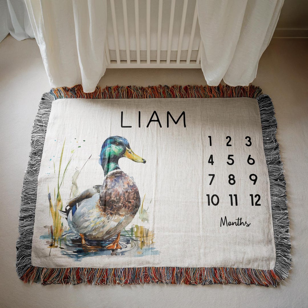 Personalized Mallard Duck Baby Milestone Blanket Mallard Duck Nursery ...