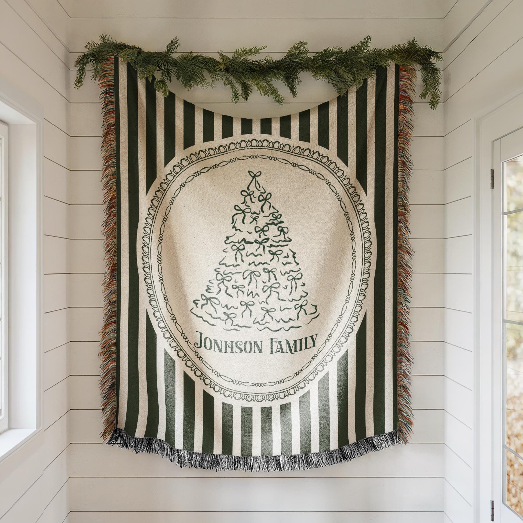 Personalized Christmas Blanket Family Christmas Gift Family Name Blanket for Xmas Gifts Christmas Woven Blanket Xmas Decoration Family Gift