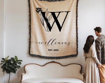 Personalized Wedding Blanket Gift Anniversary Gift Cotton Anniversary Gift Housewarming Gift for Couples Wedding Gift Couple Mr and Mrs Gift